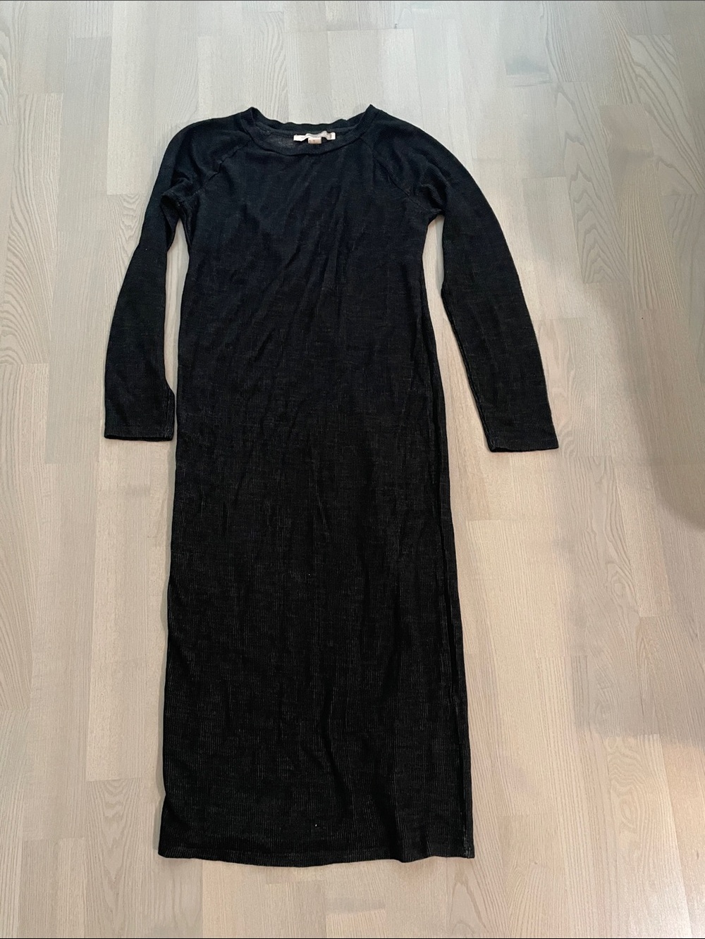 Forever 21 Black / Charcoal Ribbed Long Sleeve Soft Maxi Dress